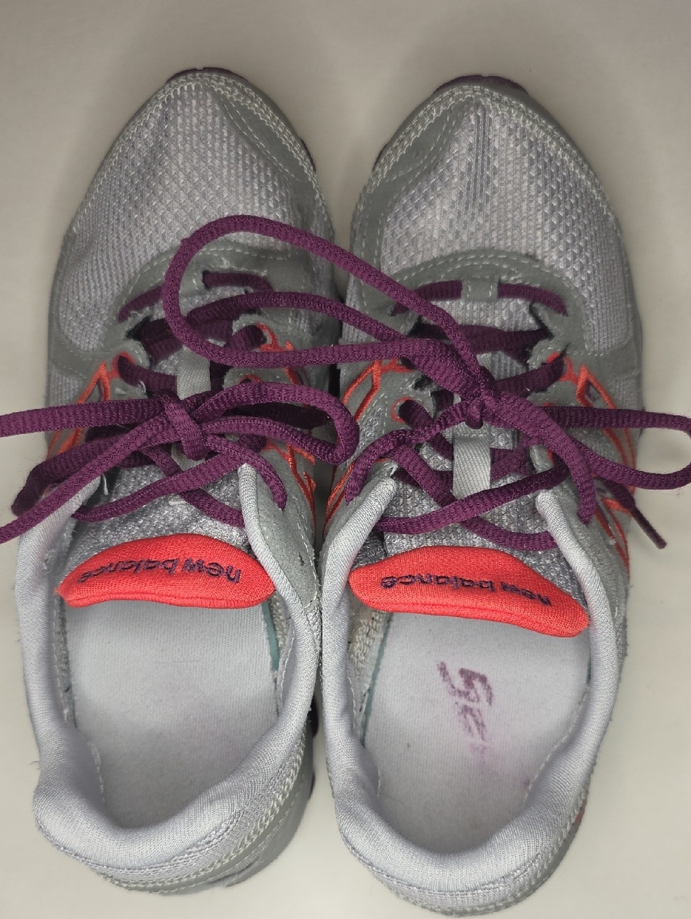 New Balance Women’s Athletic Sneakers with Purple Laces and Coral Accents